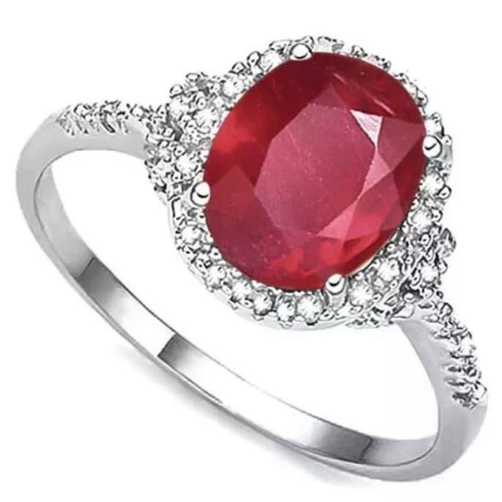 Elegant Ruby and Diamond Ring with Timeless Design Set in 14 Karat White Gold